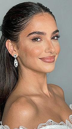 Sleek Pulled Back Half Up Wedding Hair With A Veil