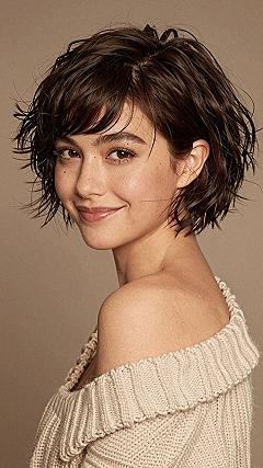 Textured Short Crop With Side Swept Fringe