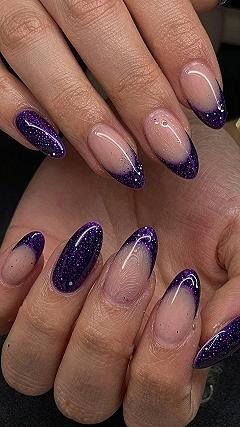 Midnight Purple French Tips With Magnetic Shimmer