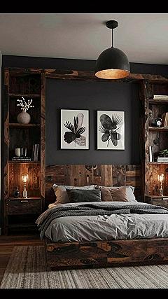 Pairing Dark Walls with Natural Wood Elements