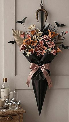 Hanging An Upside Down Umbrella Floral Arrangement
