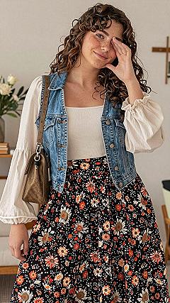 Styling Bell Bottoms With a Retro Printed Skirt