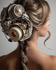 Steampunk Headpiece in Ivory and Burnished Gold