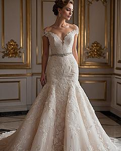 Ivory Lace and Antique Gold Interior Details
