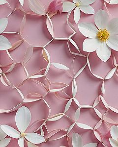 Delicate white and blush blossoms on a dusty mauve backdrop
