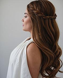 Braided Crown Accents for Long Flowing Bridal Hair