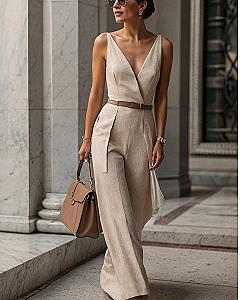 Pairing Cream Jumpsuits with Dusty Pink Handbags