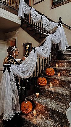 Styling Staircases With Ghostly Fabric And Lights