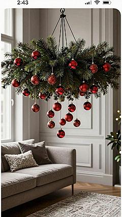 Hanging Pine and Ornament Chandelier Displays