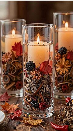 Floating Candle Glass Cylinder Centerpieces for Halloween