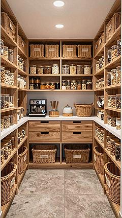 Organizing and Maintaining a Modern Wooden Walk-In Pantry