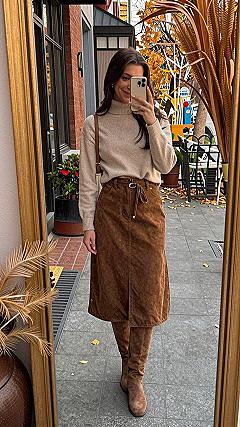 Styling Turtlenecks and Suede Skirts for the Office
