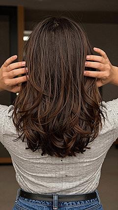 Maintaining Long Brown Layered Hair With Bounce