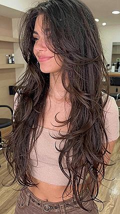 Maintaining Long Layered Brown Hair with Fringe