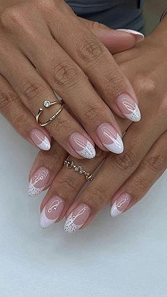 Glitter Gradient French Tip Almond Nails