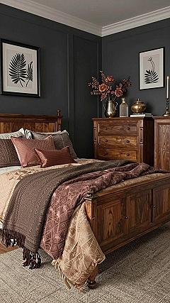 Caring for Warm Wood Furniture in a Blue Cottage Bedroom