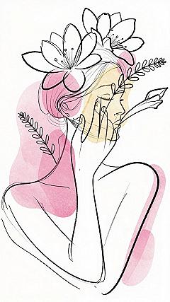 Adding Soft Watercolor Washes Behind Floral Line Art