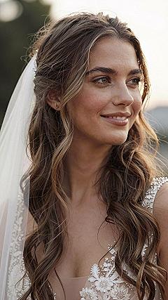 Securing a Wedding Veil with Half Up Hair