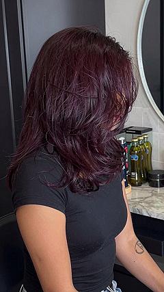 Maintaining Deep Cherry Cola Tones On Shag Haircuts