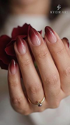 Ombre Fade Techniques for Wine Red Autumn Nails