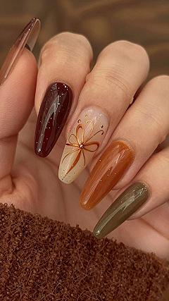 Applying Ribbon Nail Art and Fall Polish Colors