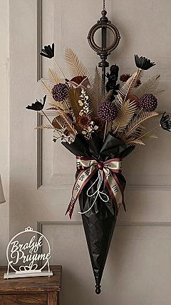 Hanging Umbrella Floral Arrangements for Halloween