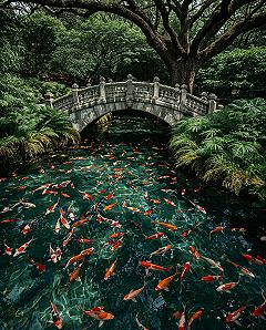 Tranquil Koi Pond Aesthetic: Relaxing Nature Photos in Japan