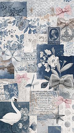 DIY Blue Aesthetic Wallpaper: Vintage Collage & Phrases for Unique Design
