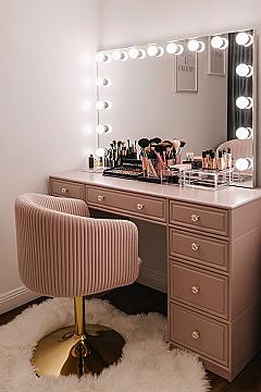 Luxury Vanity & Dressing Room Design for Pink Glam Style