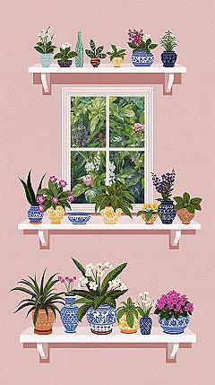 Cozy Floral Shelves: Aesthetic iPad Wallpaper for Nature Lovers