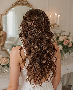 Voluminous Bridal Hair: Textured Half Up Half Down Styles