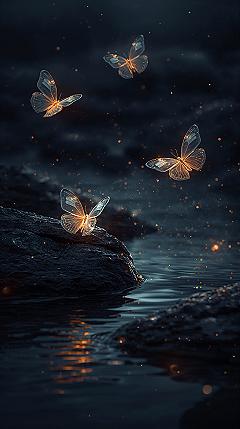 Mystical Butterfly Glow: Ethereal iPhone Wallpaper Art