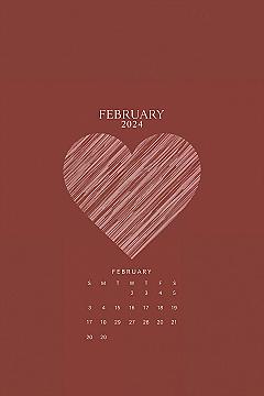 Stylish February 2024 Calendar Wallpapers for Your Lock Screen