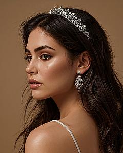 Regal Bridal Elegance: Tiara Styles & Glam Makeup