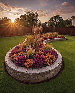 Vibrant Front Yard Garden Design: Rock Garden Meets Blooms