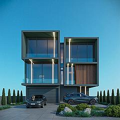 Ultra Modern Home Facade: Luxury Elevation with Integrated Car Porch