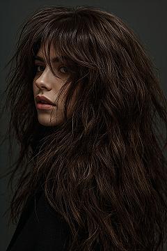 The Trending Wolf Cut: Edgy & Textured for Long Wavy Brunette Hair