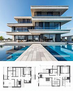 Sleek Minimalist Villa: Contemporary Design & Modern Floor Plan