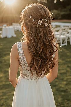Golden Hour Glow: Braided Half Up Half Down Wedding Hair