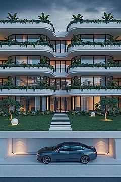 Luxury Villa Architecture: Dream Home Exterior with Balconies & Grandeur
