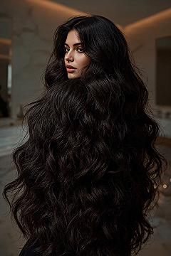 Volume & Shine: Voluminous Black Layered Hair for Modern Style