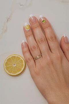Summer Lemon French Tip Nails: Playful & Minimalist Art