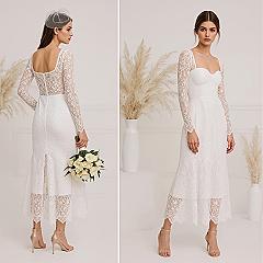 Dreamy White Lace Midi Dress: Timeless Elegance for Civil Ceremonies