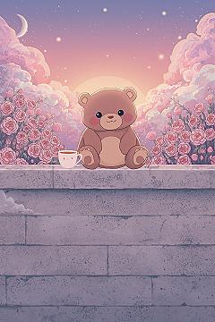 Cute Teddy Bear Sunset Aesthetic: Sweet iPhone Wallpapers