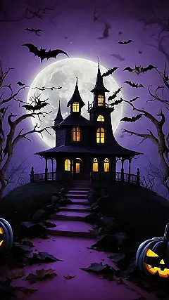 Spooky Mansion Under the Full Moon