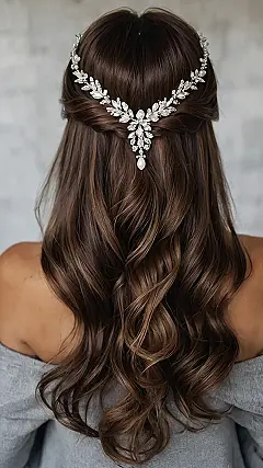 Glamorous Half Up Half Down Hairstyles for Stunning Bridal Looks