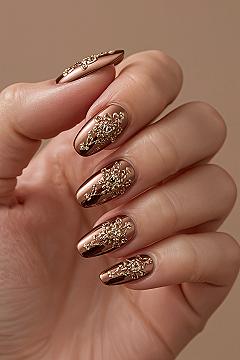 Elegant Gold Chrome Almond Nails: Luxury Bridal Art 2025