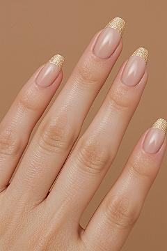 Chic Nude & Gold French Tip Nails for Effortless Elegance