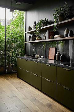 Modern Green Kitchen: Apartment Living with Earthy Home Decor