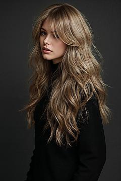 Effortless Long Layered Butterfly Haircuts with Curtain Bangs